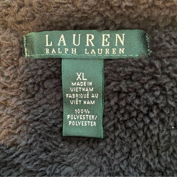 Ralph Lauren Faux Suede Leather Shearling Black Vest Open Front Sexy Glam SZ XL - Picture 4 of 6